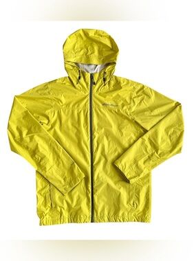 Eddie Bauer Men’s M Yellow Hooded Rain Jacket Lightweight Full Zip Polyester